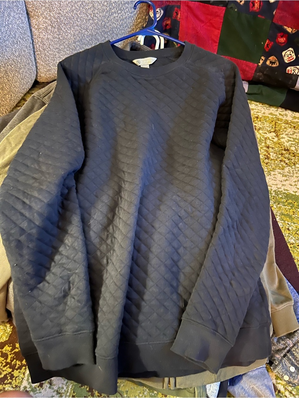 Men's Quilted Crewneck Sweatshirt - Navy